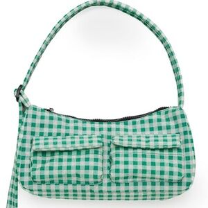 BAGGU Cargo Shoulder Bag - Green Gingham